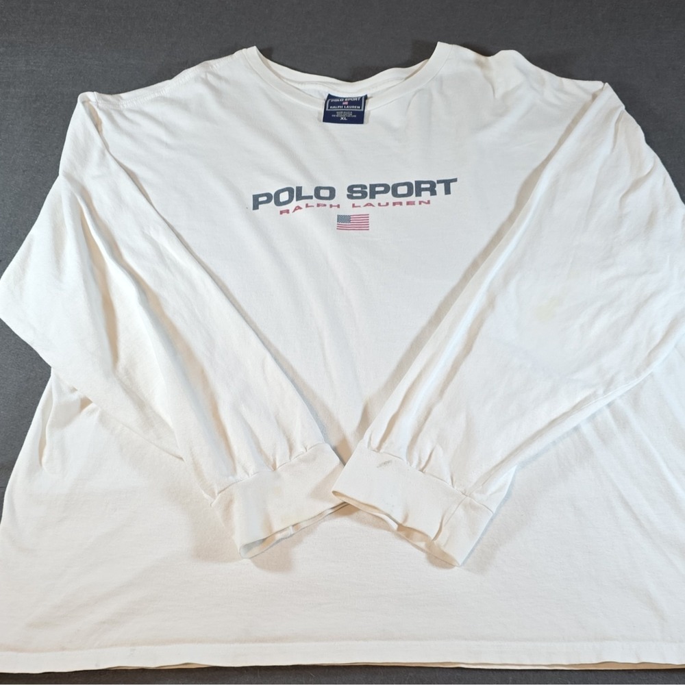 Polo Sport Ralph Lauren Men's White Logo Long Sleeve T-Shirt XL